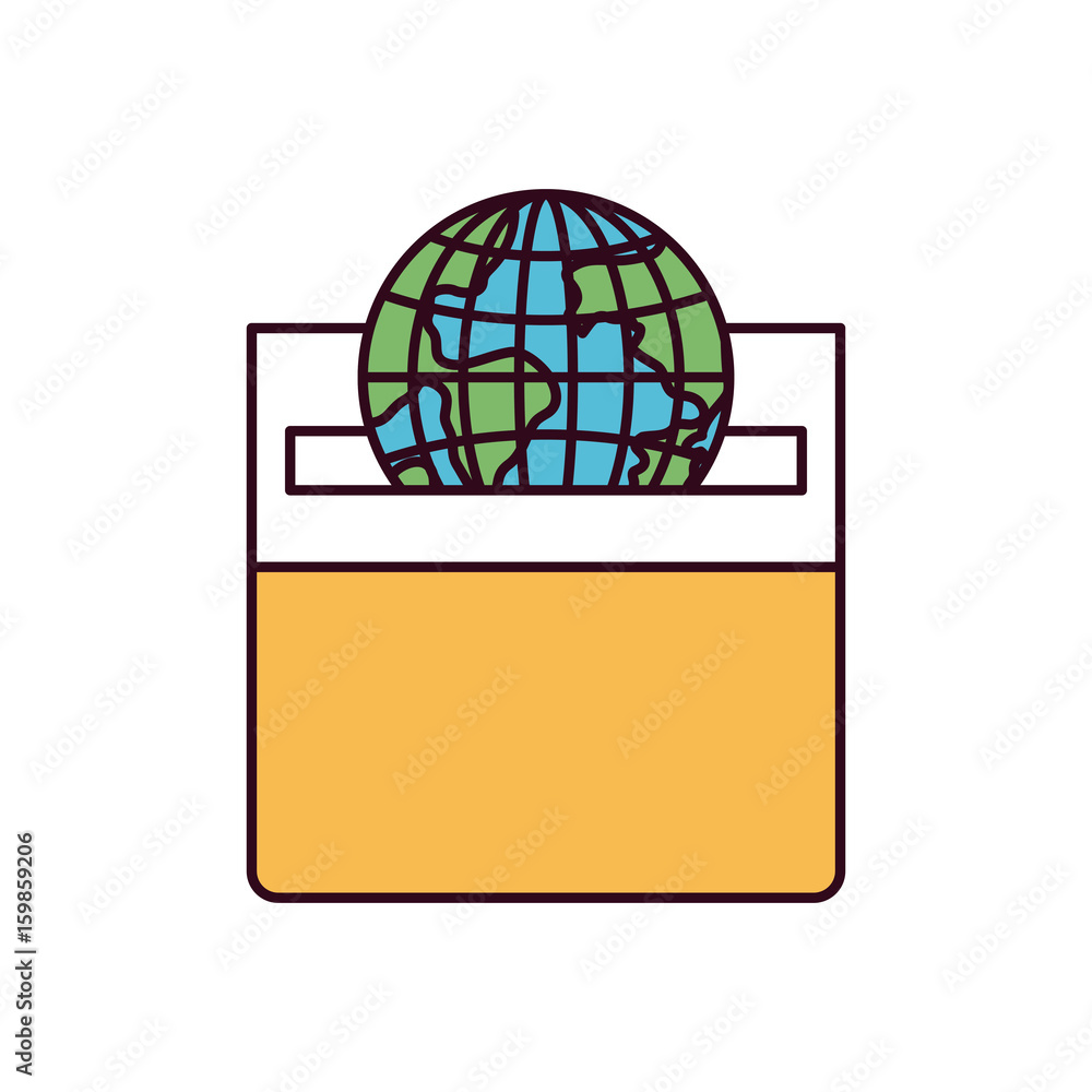 silhouette color sections front view flat globe earth world depositing ...