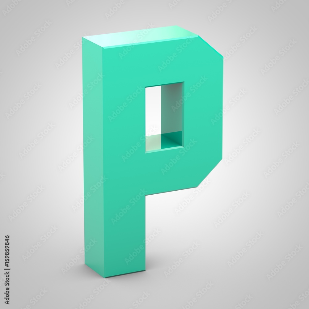 Isometric letter P uppercase isolated on white background Isometric letter P uppercase isolated on white background