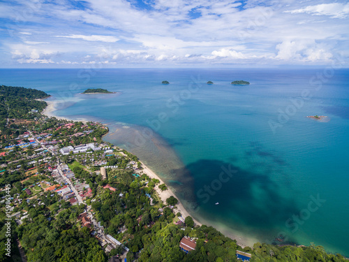 Roads and town near beach on Koh Chang island