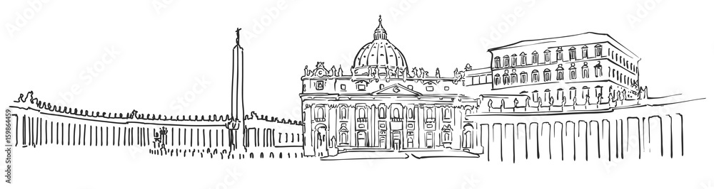 Vatican City Panorama Sketch