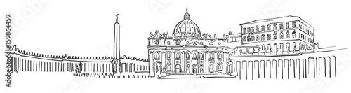 Fotografie Vatican City Panorama Sketch