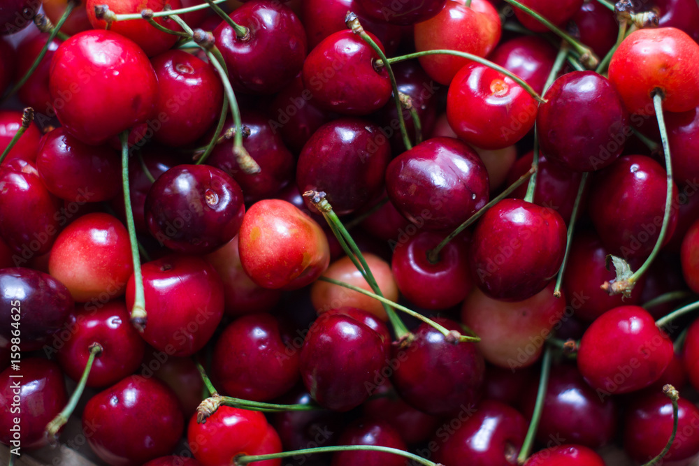 Fresh cherry red natural texture macro texture. Fresh cherry red natural texture macro texture.