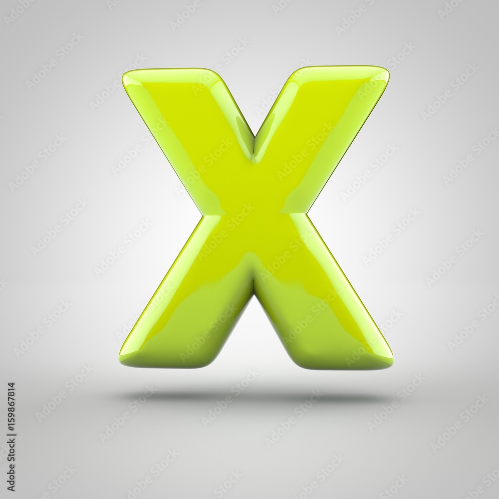 Glossy lime paint letter X uppercase isolated on white background Glossy lime paint letter X uppercase isolated on white background