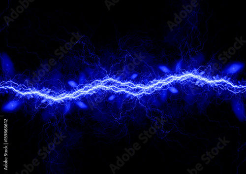 Blue electric background, lightning and plasma abstract