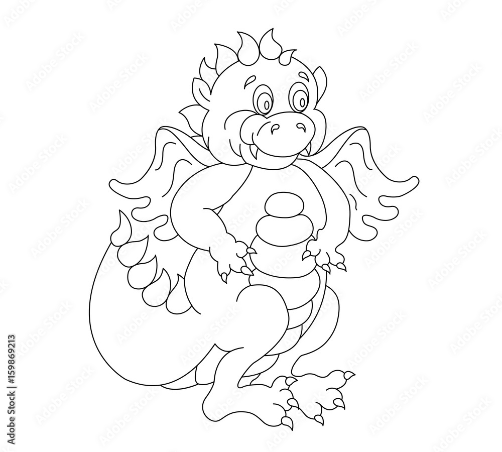 Obraz premium Cute dragon for coloring book