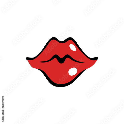 Kissing female mouth with red lips