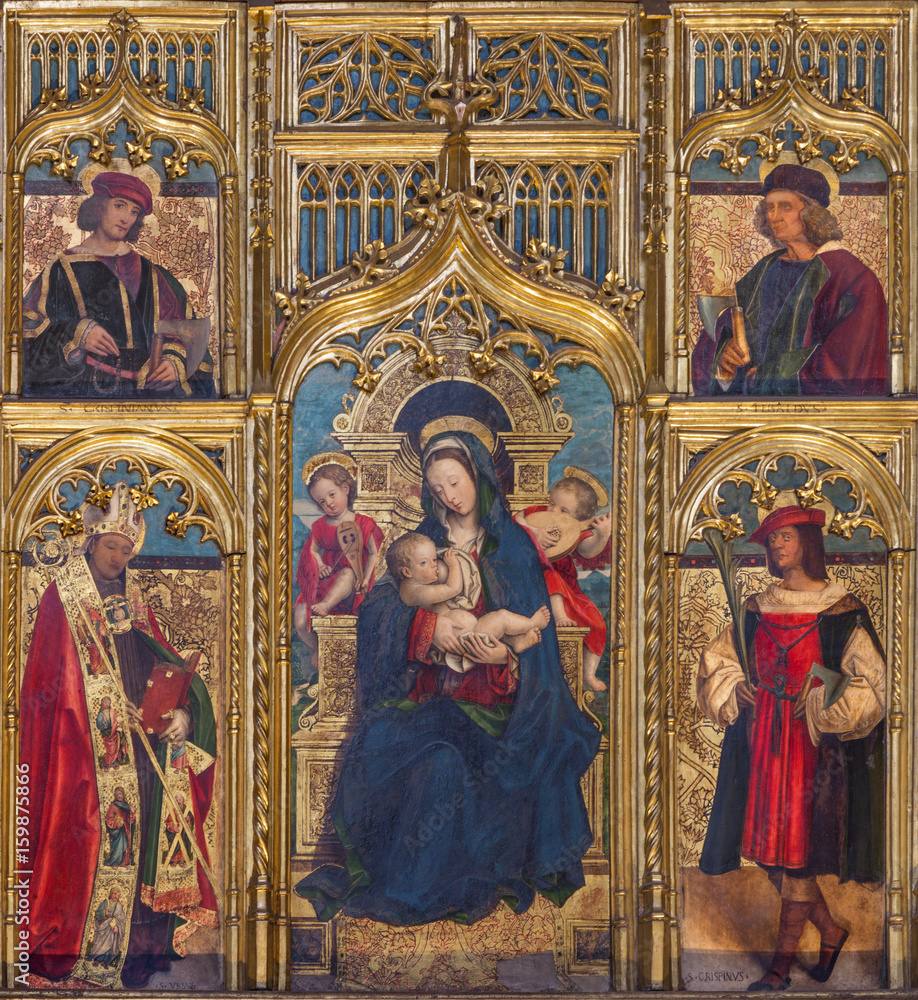 TURIN, ITALY - MARCH 13, 2017: The painting of The Nursing Madonna in Duomo on the altar by Defendente Ferrari (1511 - 1535).