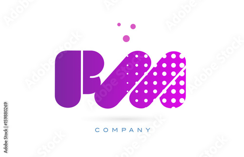 fm f m pink dots letter logo alphabet icon