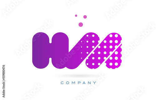 hm h m pink dots letter logo alphabet icon