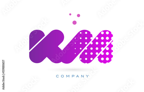 km k m pink dots letter logo alphabet icon