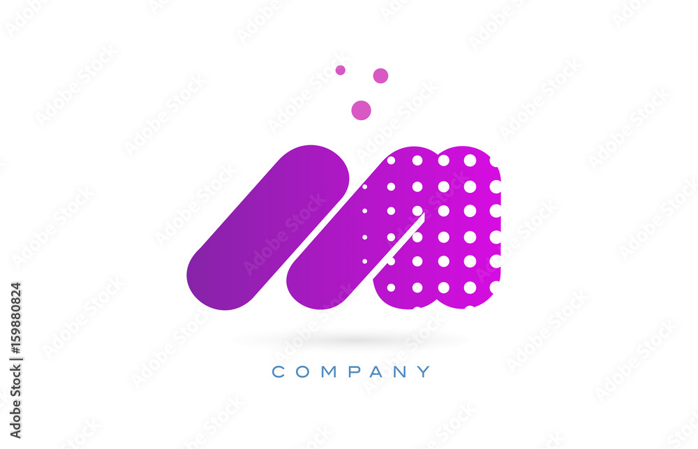 mi m i pink dots letter logo alphabet icon