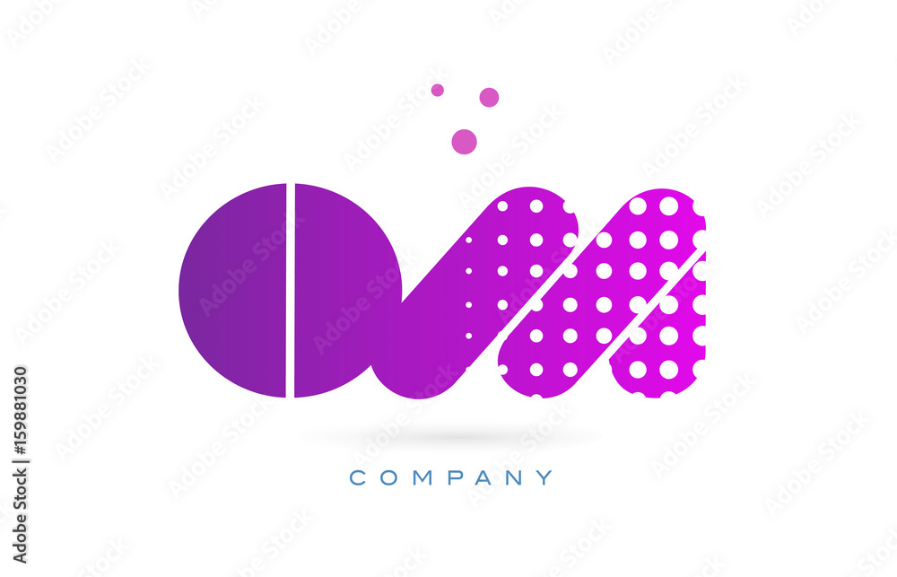 om o m pink dots letter logo alphabet icon