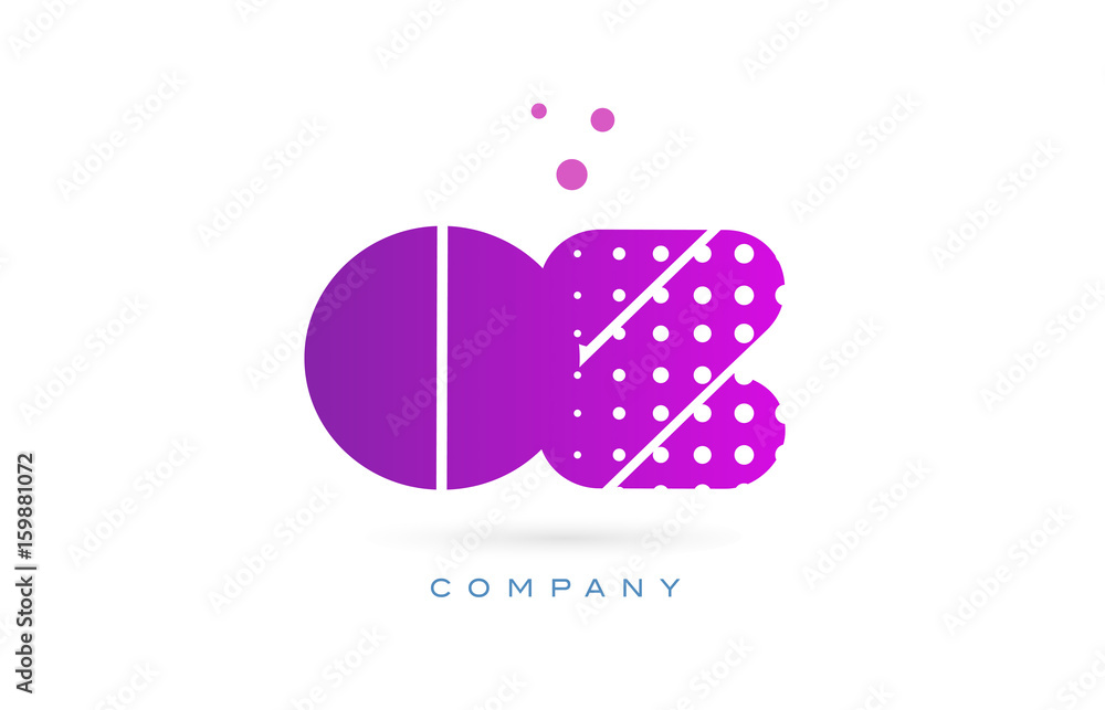 oz o z pink dots letter logo alphabet icon