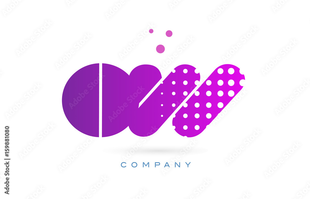 ow o w pink dots letter logo alphabet icon