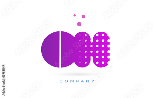 oh o h pink dots letter logo alphabet icon