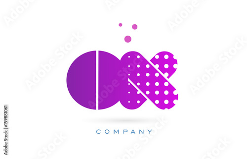 ox o x pink dots letter logo alphabet icon