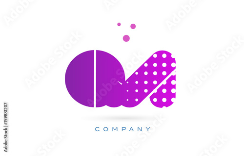qa q a pink dots letter logo alphabet icon