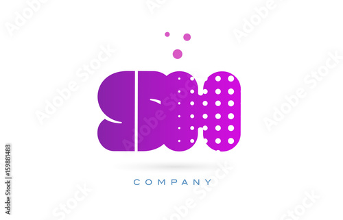 sh s h pink dots letter logo alphabet icon