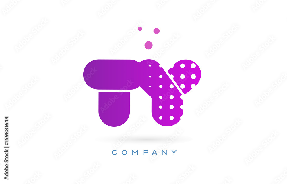 ty t y pink dots letter logo alphabet icon ty t y pink dots letter logo alphabet icon