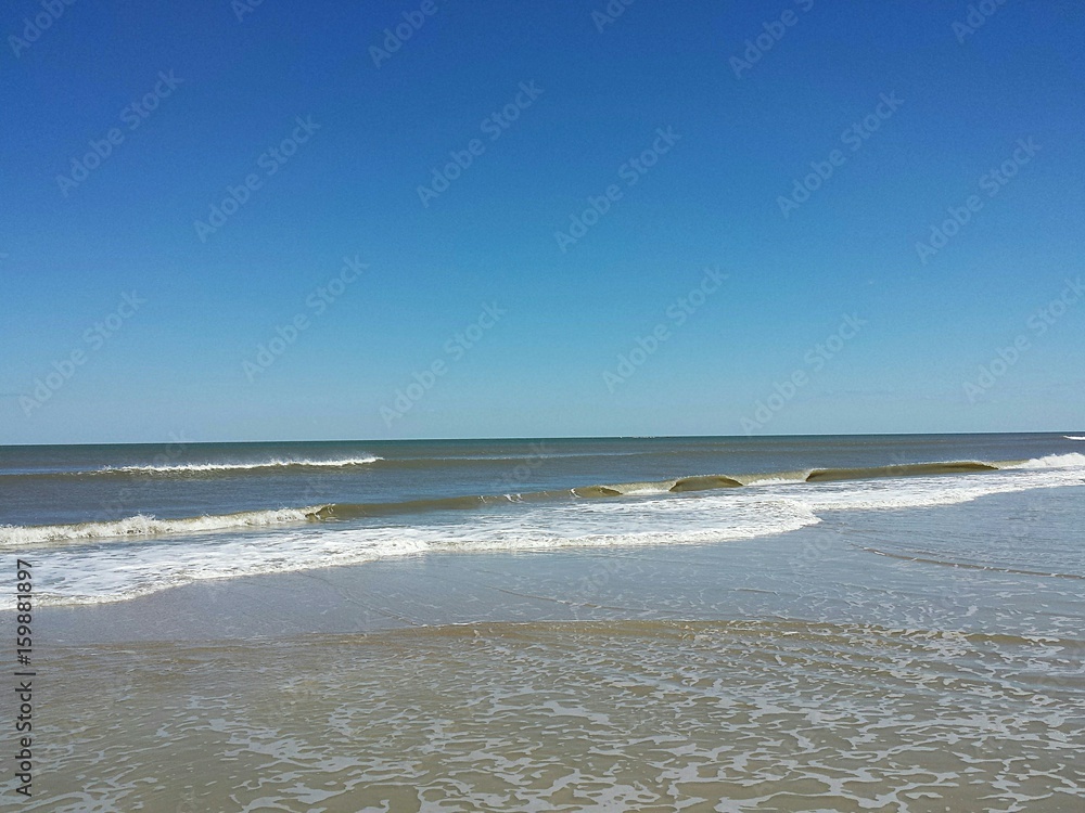 Beautiful ocean background on Atlantic coast of North Florida 