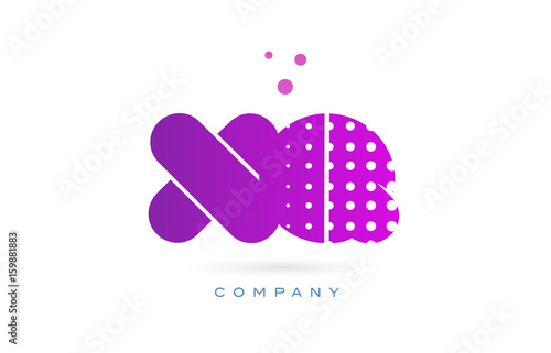 xq x q pink dots letter logo alphabet icon