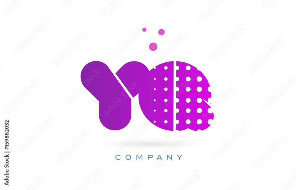 yq y q pink dots letter logo alphabet icon