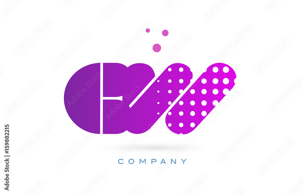 cw c w pink dots letter logo alphabet icon
