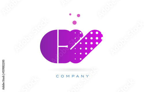 cv c v pink dots letter logo alphabet icon