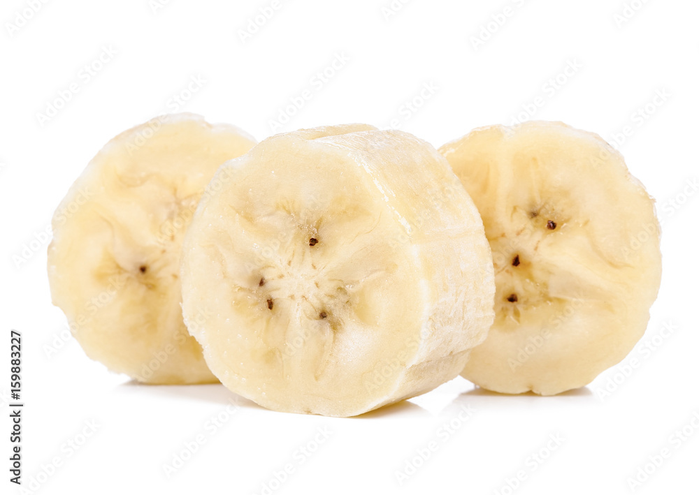 Slice of banana isolated on white background Slice of banana isolated on white background