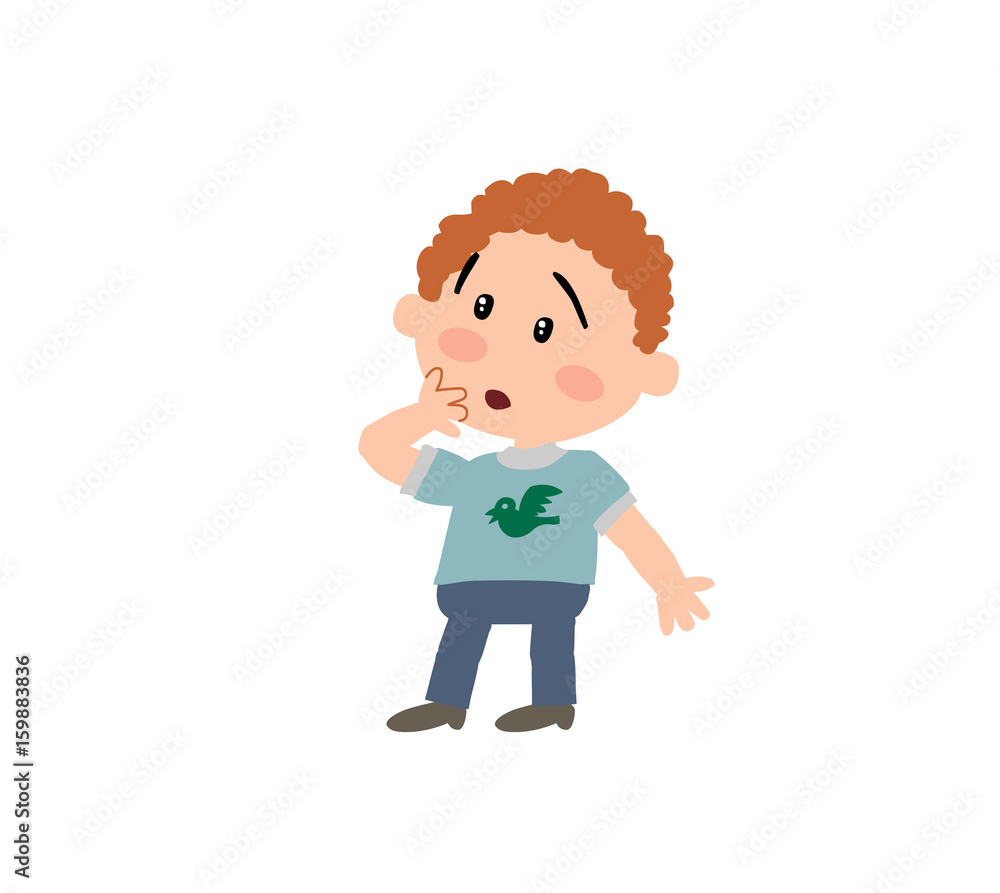 Cartoon character boy in surprise; isolated vector illustration. Cartoon character boy in surprise; isolated vector illustration.
