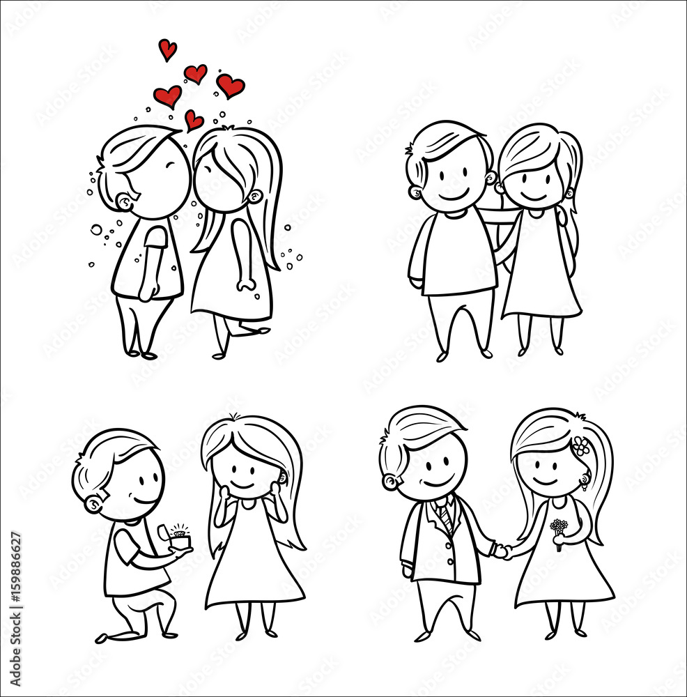 Pareja enamorada. Ilustraciones para tarjeta o invitación de boda Pareja enamorada. Ilustraciones para tarjeta o invitación de boda