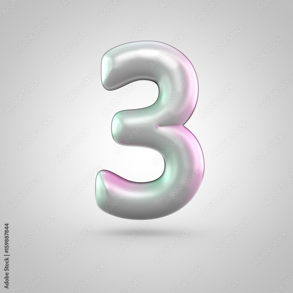 Glossy perl number 3 isolated on white background Glossy perl number 3 isolated on white background