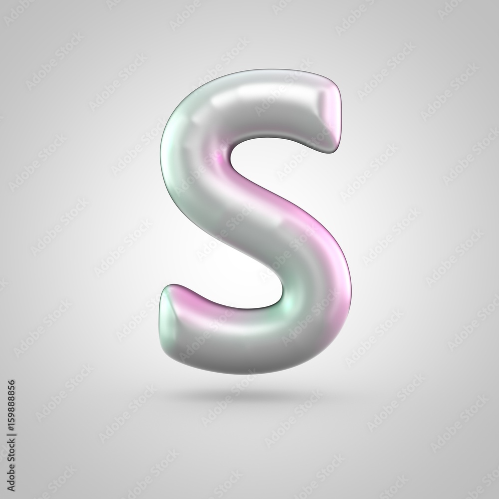 Glossy perl letter S uppercase isolated on white background Glossy perl letter S uppercase isolated on white background
