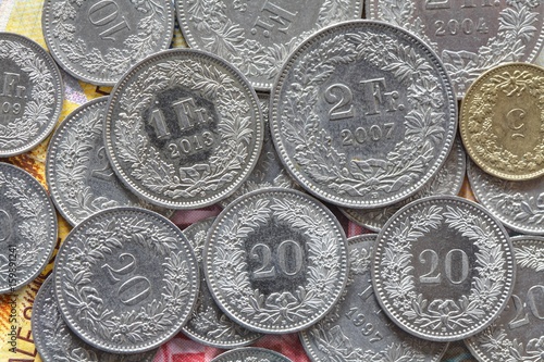 Schweizer Franken und Rappen Münzen