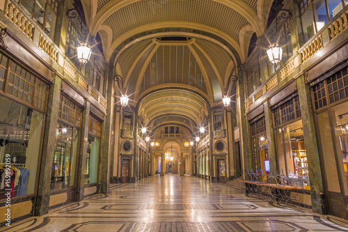 Turin - The shopping gallery at night.