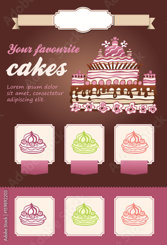 Cake dessert template, vector background