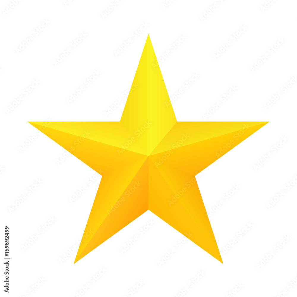 Realistic golden star icon.