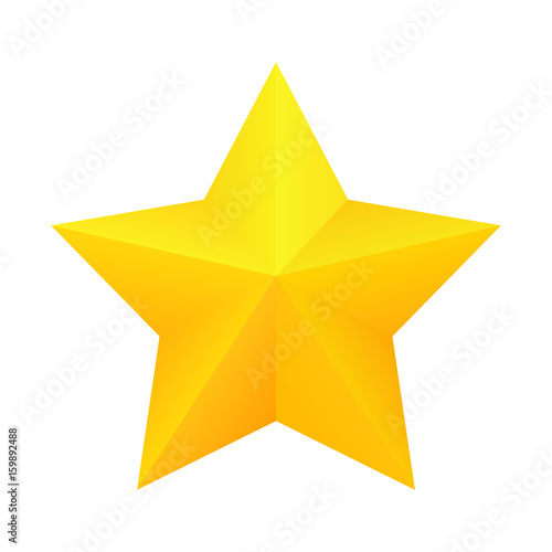 Realistic golden star icon.