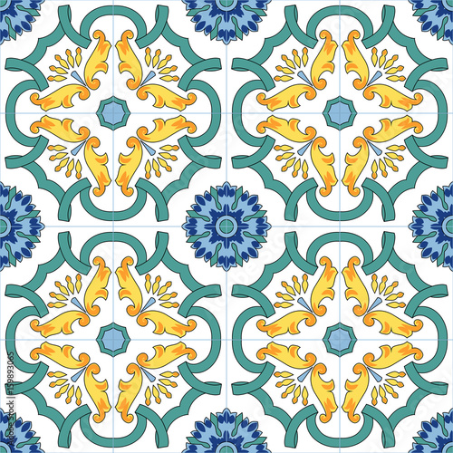 Seamless vector pattern with hand drawn traditional motifs of southern italy ceramics 