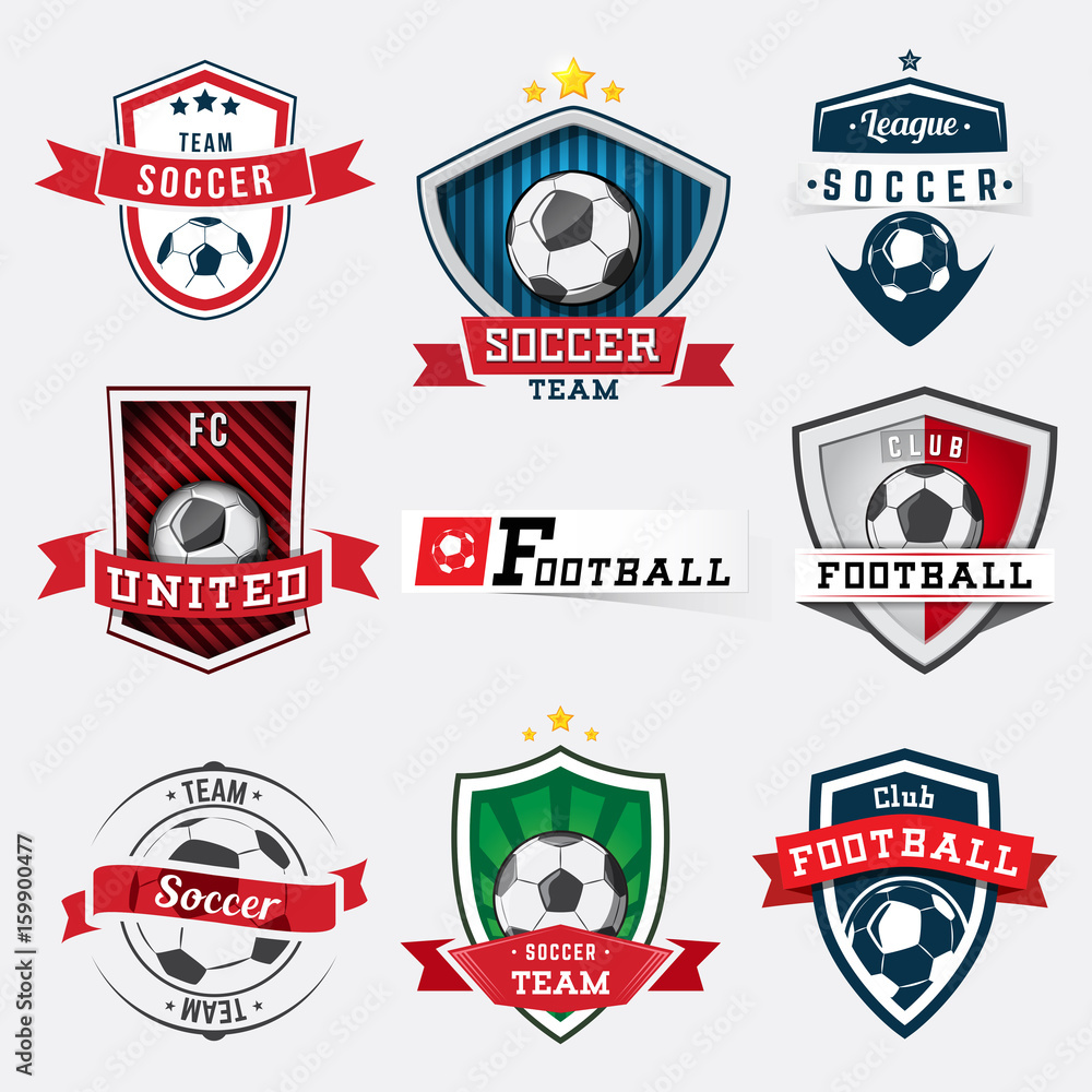 Set of soccer football logos and emblems