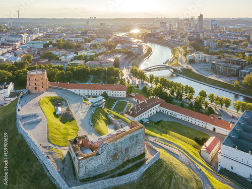 Beautiful summer panorama of Vilnius, drone aerial view