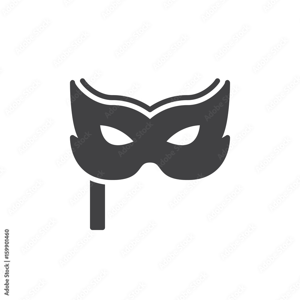 Carnival mask icon vector, filled flat sign, solid pictogram isolated on white. Masquerade symbol, logo illustration. Pixel perfect