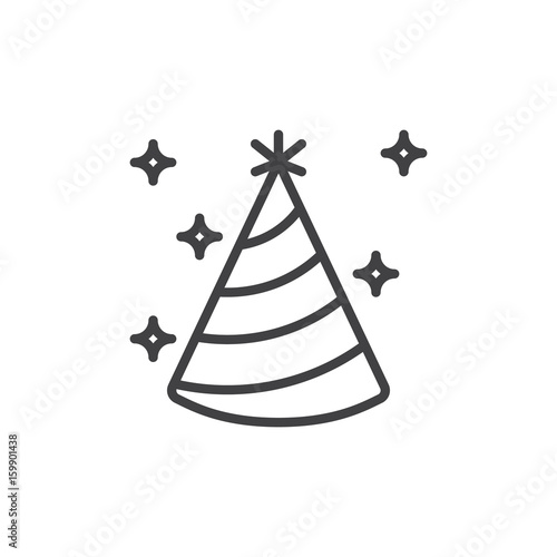 Party hat line icon, outline vector sign, linear style pictogram isolated on white. Symbol, logo illustration. Editable stroke. Pixel perfect