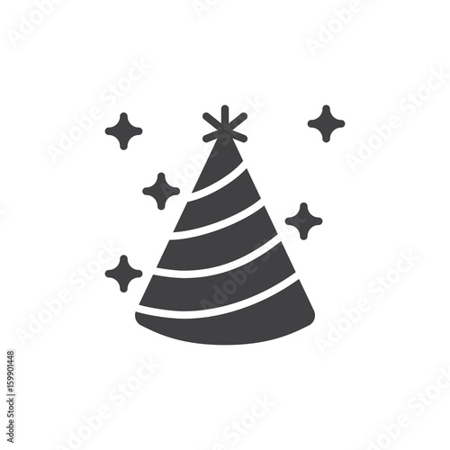 Party hat icon vector, filled flat sign, solid pictogram isolated on white. Symbol, logo illustration. Pixel perfect