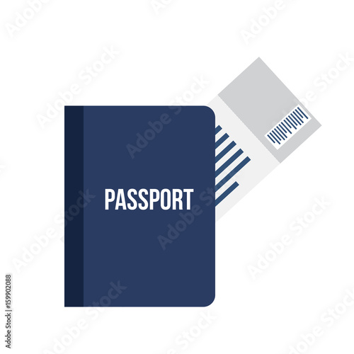 Passport with tickets icon vector illustration isolated on background. Concept icons travel and tourism. International passport flat illustration. photo