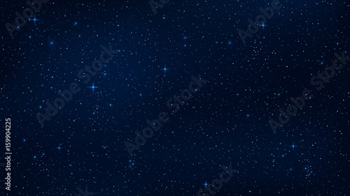 A realistic starry sky with a blue glow. Shining stars in the dark sky. Background, wallpaper for your project. Vector illustration