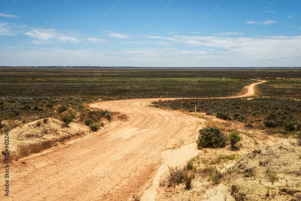 Gravel road through the Mungo National Park, New South Wales, Australia