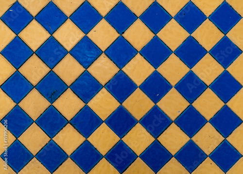 Blue and yellow ceramic floor
