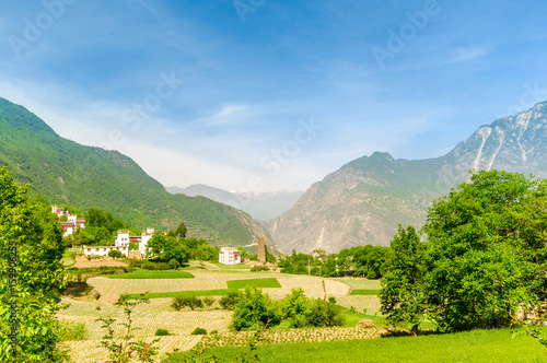 View on traditional buildings of tibetan Danba village Zhonglu photo