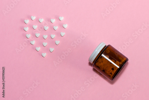 The figures of pills on the background